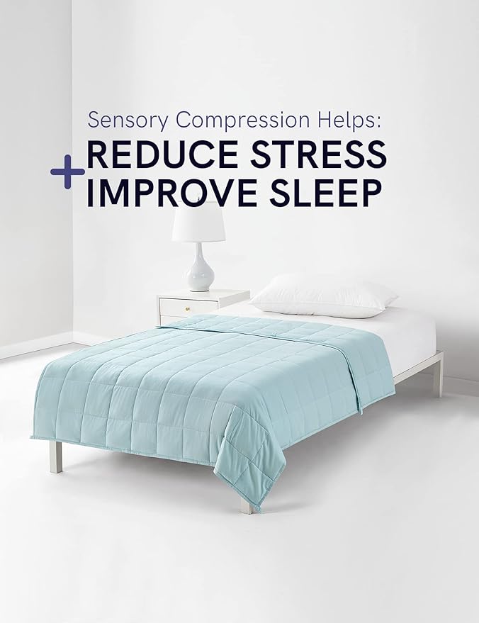 YnM Weighted Blanket,Heavy 100 Percent Oeko-Tex Certified Cotton Material, Bed Blanket for One Person of 160lbs, Ideal for Queen/King Bed (60x80 Inches, 17 Pounds, Light Blue)