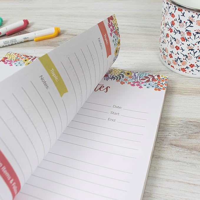 bloom daily planners 8.5" x 11" Double Sided Meeting Pad - Topics, Takeaways, Action Items & Follow-Ups - Undated Meeting Notes Agenda Organizer