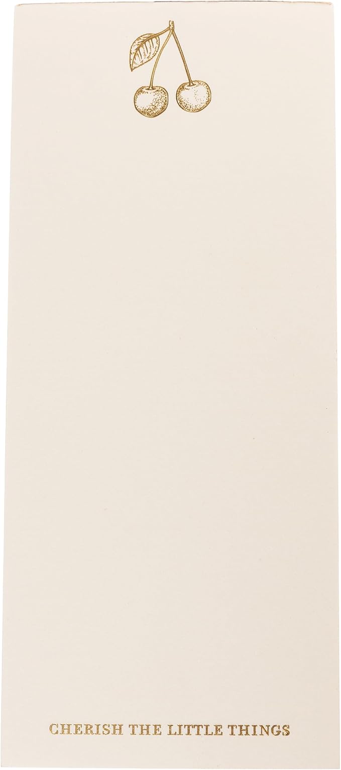 Graphique Cherries Designer List Pad Luxe Collection, Gold Foil Embossed To-Do Notepad, Writing Pad with150 Pages, 4” x 9.75”