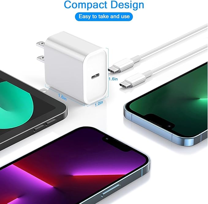 iPhone 16 15 Fast Charger, 2Pack 10FT Long 60W USBC to USBC Cable 20W USBC Wall Charger Travel Plug Block for Apple iPhone 16/16 Plus/16 Pro/16 Pro Max/15/15 Plus/15 Pro/15 Pro Max, iPad Pro, iPad Air