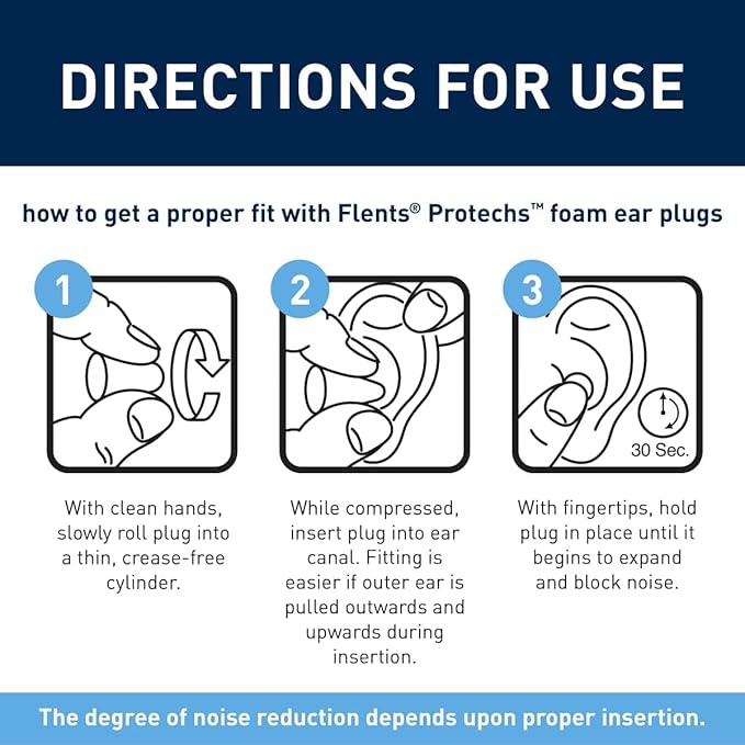 Flents Protechs Real Quiet Foam Ear Plugs for Small Ear Canals, Soft, Comfortable Hearing Protection for Sleep, Work, Travel & Loud Noise, NRR 31, Easy to Use, Black, 50 Pairs