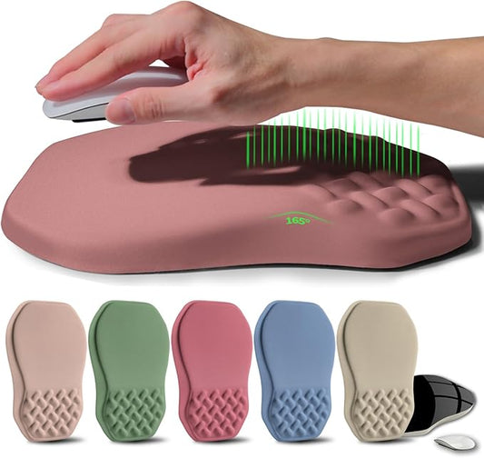 Ergonomic Raised Mouse Pad Wrist Support with Bilateral Slope Memory Foam Mousepad for Wrist Rest and Carpal Tunnel Pain Relief 11.8x7.9〃 Salmon Pink