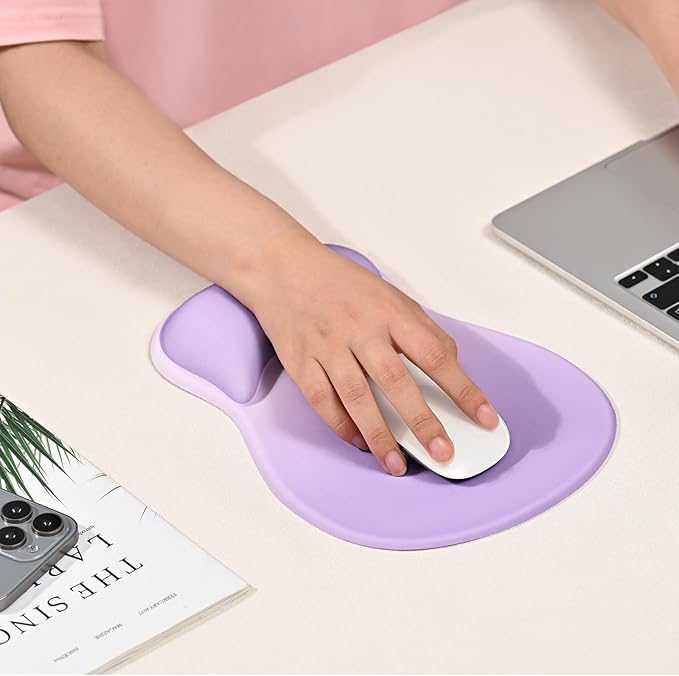 EooCoo Ergonomic Mouse Pad with Gel Wrist Rest Support Middle Concave Design, Relieve Wrist Pain Mousepad, Non-Slip Base for Laptop, Office Desk Accessories, Carpal Tunnel Syndrome