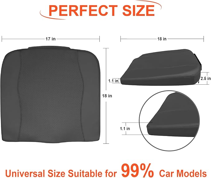 Car Seat Cushion, Comfort Memory Foam Car Cushions for Driving - Sciatica & Lower Back Pain Relief, Driver Seat Pillow for Auto, Office Chair, Wheelchair - Classic Grey