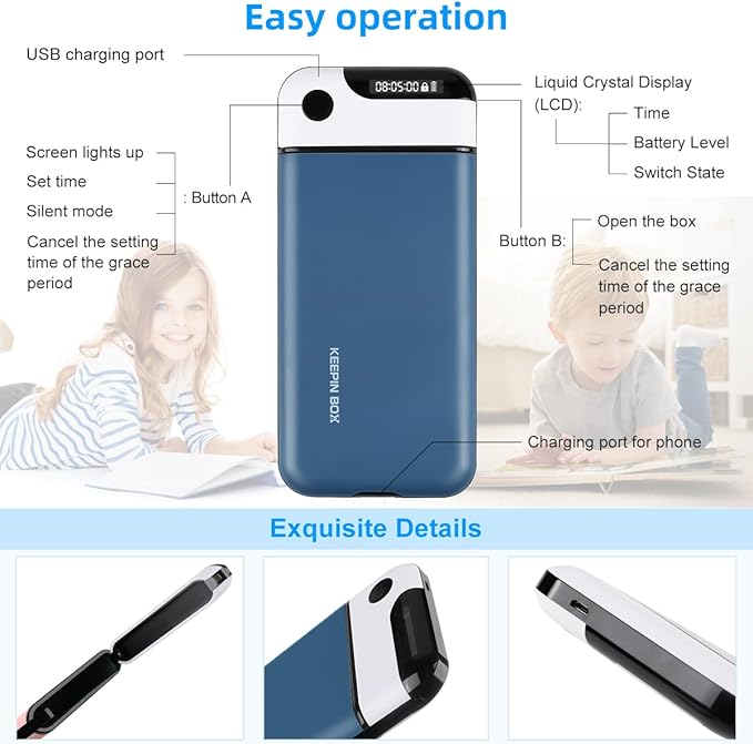 Phone Lock Box with Timer,Cell Phone Lock Box,USB Charging Type,Long-Term Continuous Use,Time Can Be Freely Set,Easy to Carry,Excessive Games,Mobile Phone Addiction