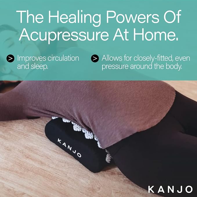 Kanjo Acupressure Cushion | Memory Foam Acupressure Pillow for Back and Sciatica Pain | 100% Cotton Linen Cover