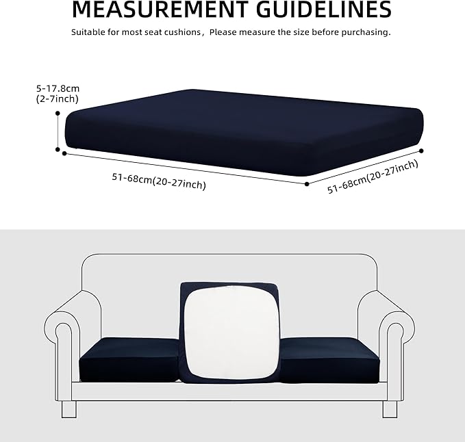 8Pcs Stretch Patio Cushion Covers Waterproof Outdoor Cushion Covers,Outdoor Couch Covers Patio Couch Cover Slipcovers, for Furniture Protector Cover Replacement(Cover Only) (Navy)