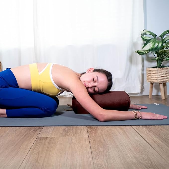 Sol Living Yoga Bolster Pillow for Restorative Meditation - 100% Cotton Cylindrical Cushion with Washable Cover for Balance Support in Asana Poses