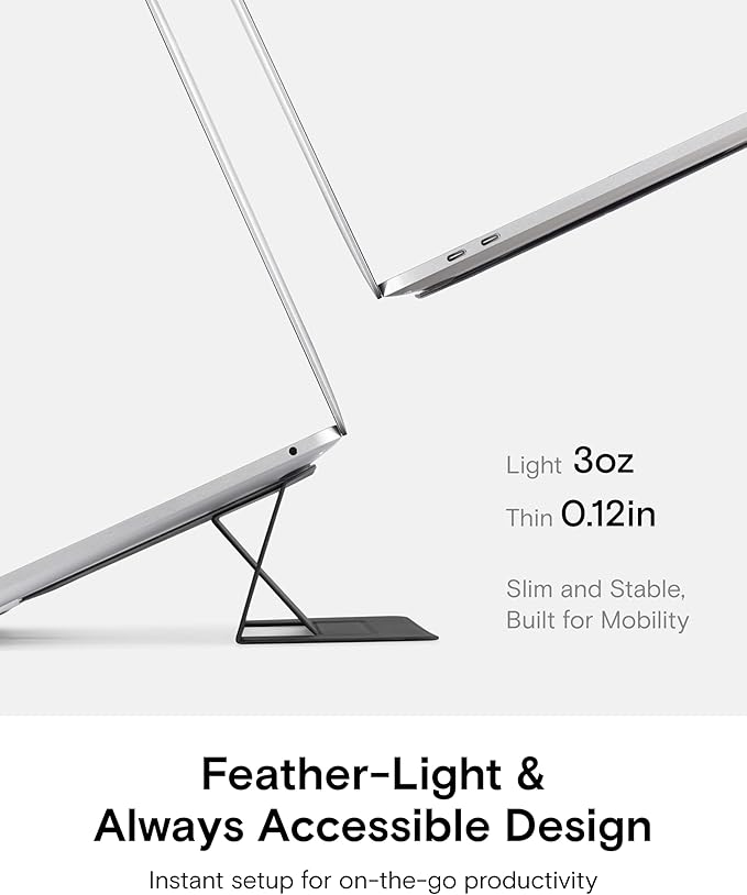 MOFT Laptop Stand for Desk, Adhesive MacBook Computer Stand with 2 Adjustable Viewing Angles, Foldable and Portable Laptop Riser Compatible with 11"-16" Laptops, Starry Grey(Adhesive Version)
