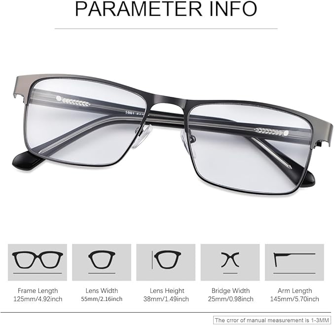 YIMI Photochromic Nearsighted Distance Glasses Spring Hinge UV400 Sunglasses Anti-Blue Light Myopia Glasses for Men Women (Black, -3.50, x)