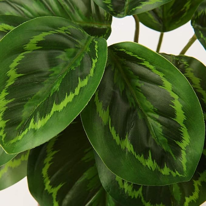Briful 2 PCS Artificial Potted Alocasia Begonia Calathea Plants Mini Fake Plants in Plastic Pot Small Greenery Faux Plants Indoor for Home Office Desk Room Table Bathroom Bedroom Decorations