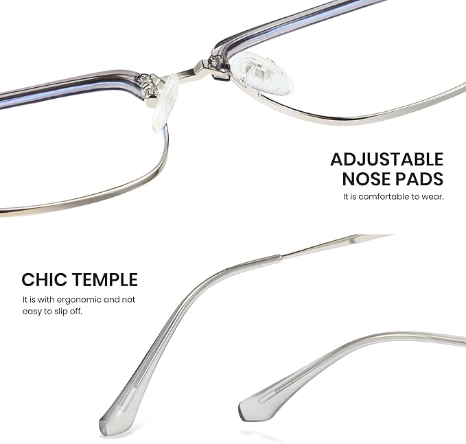 Cyxus Men Blue Light Blocking Glasses Half Rimless Computer Gaming Glasses Square Fashion Glasses 8133