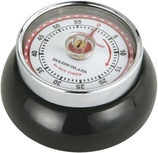 Zassenhaus Magnetic Retro Kitchen Timer, Classic Mechanical Cooking Timer (Black)