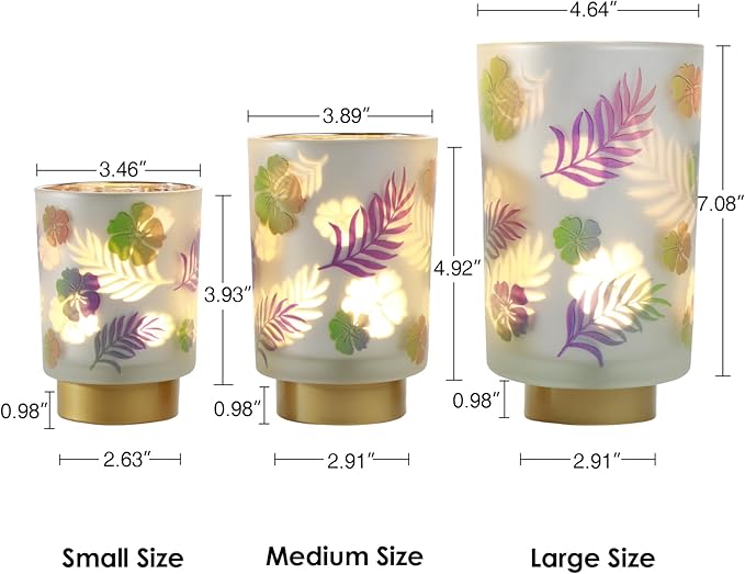 Eywamage 7" Tall Battery Operated Table Lamp, Floral Glass Lamp with Remote Timer, Cordless Accent Lamp Lights for Bedroom Living Room Kitchen