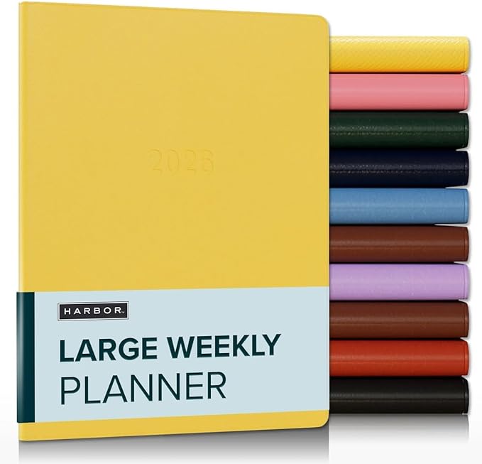 Harbor Large Weekly Monthly Planner 2025-2026 - Calendar Planner and Notebook, Durable Faux Leather, 192 Pages, Softcover & Book Bound - Key West Sundance - 9.75 x 7.5 "