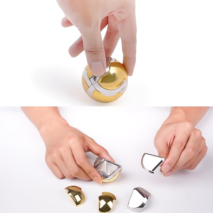 Metal-Puzzles 3D-Brain-Teaser Toys: Cool-Gadgets-Stuff Box Puzzles-Toy for Kid Children Teen Adult, ADHD Tools Stress Relief Gift for Office Home School Christmas Women Men Ball-Cube