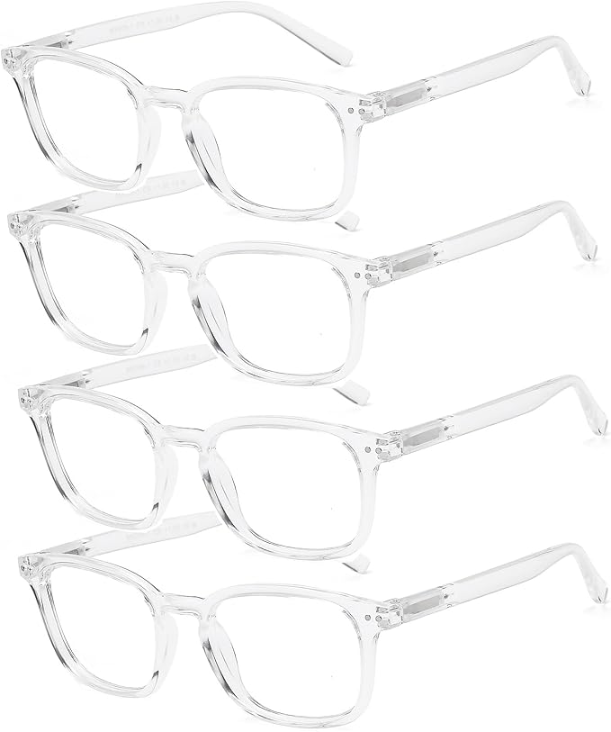 AQWANO 4 Pack Computer Reading Glasses Blue Light Filter Readers Glare Glasses for Men Women