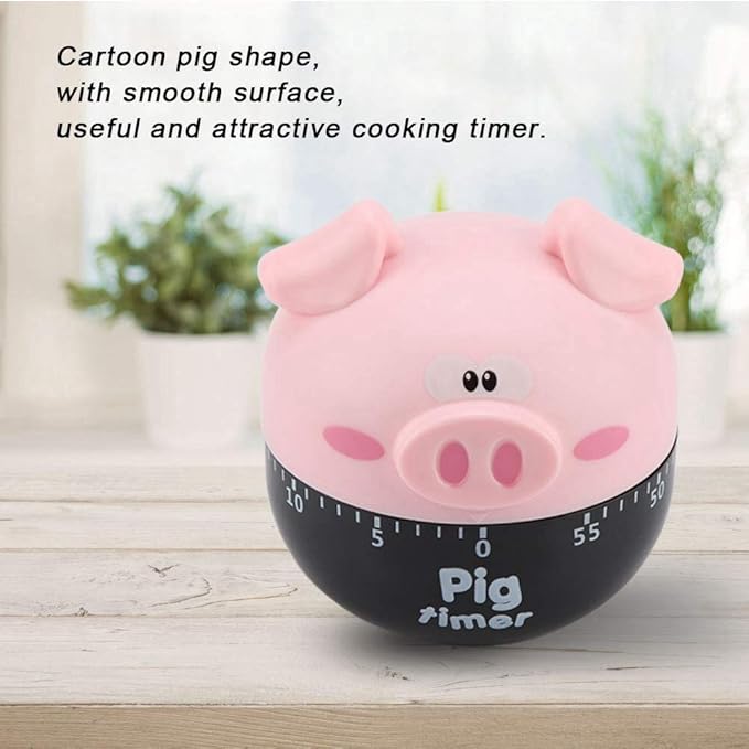 Cute Cartoon Pig Kitchen Timer,Mechanical Timers Counters,for Cooking Timing Tool Alarm Clock,Portable Alarm Clock Kitchen Cooking Tool()