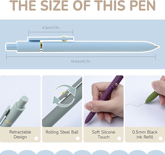 Gel Pens, 12 Pack Gold Retro and Gold Morandi 0.5mm Black Ink Pens Fine Point Smooth Writing Pens for School Office Supplies, Gifts for Women Girls