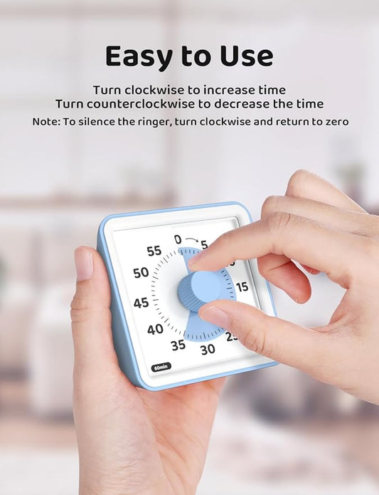 LIORQUE Visual Timer for Kids, 60-Minute Countdown Timers for Classroom Office Kitchen with Silent Operation, Kids Timer for Teaching (Batteries Included)