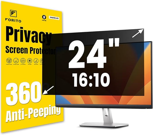F FORITO 24 Inch 16:10 360°Privacy Screen Protector for Computer Monitor, Removable Eye Protection Anti Blue Light Anti Glare Computer Screen Privacy Shield for 24" Widescreen Monitors