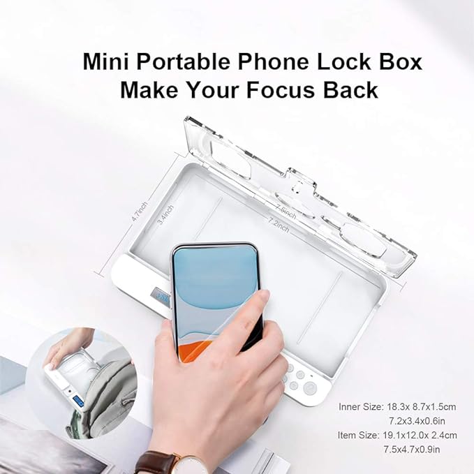 ySky Portable Phone Lock Box with Timer for iPhone and Android Phones, Self-Control Timed Phone Jail Locker to Help Kids,Students, Adults Focus Back, Unplug from Phones Boost Your Mental Wellness