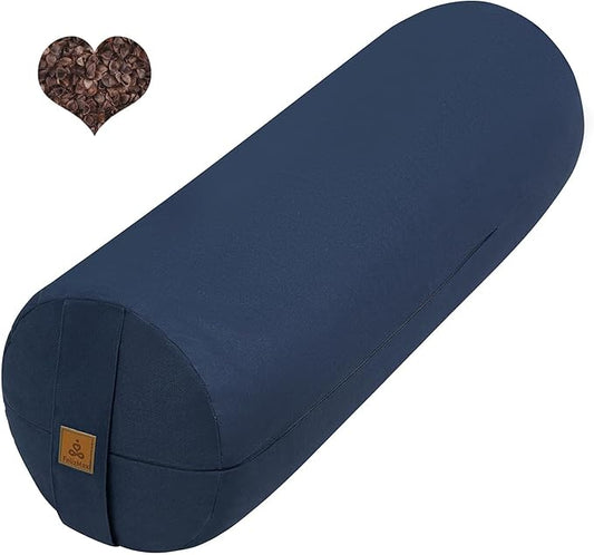 Organic Buckwheat Bolster(24X9 in) Yoga Bolster Supportive Yoga Cushion for Restorative Yoga Accessories Meditation Pillow Reading Pillow Floor Pillow Large Round Cylinder