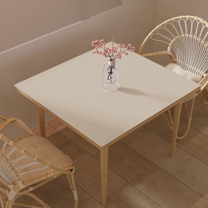 Table Pad - Used for Square Table Waterproof and Easy to Clean Good Flatness Easy to Used for Dining Table(Off White+Light Gray 46x46)