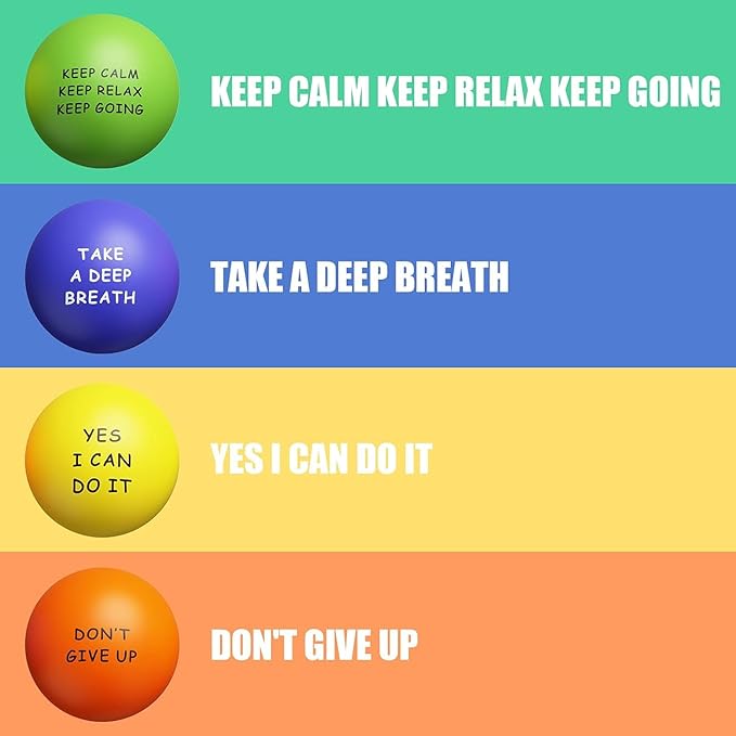 KDG Motivational Stress Balls(4 Pack) for Kids and Adults,Stress Relief Ball with Quetos to Rrelieve Anxiety and Manage Anger