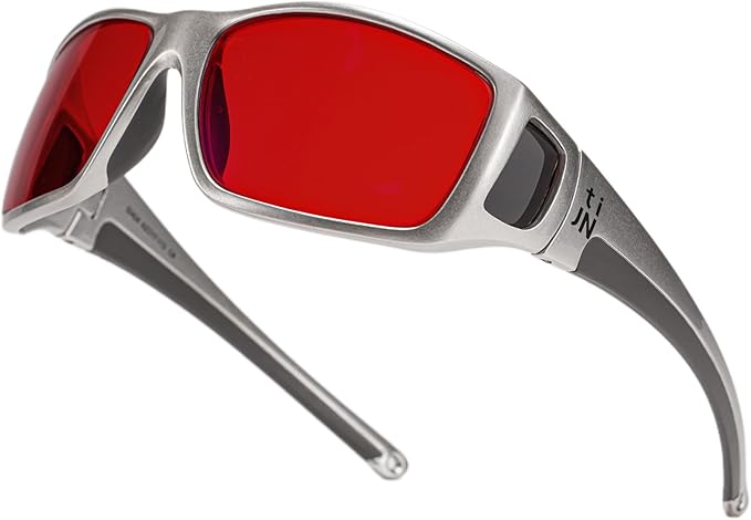 TIJN Sonia Sleep Glasses for Blue & Green Light Blocking,Red Lens with Dual AR Coating,Wraparound Frame for Gaming Screen