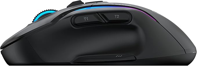 Turtle Beach Kone II Air – Wireless Ergonomic RGB Gaming Mouse, 350-Hr Battery, 26K DPI Optical Sensor, 100M Click Optical Switches, 21 Customizable Inputs, 4D Free-Spin Scroll Wheel – Ash Black
