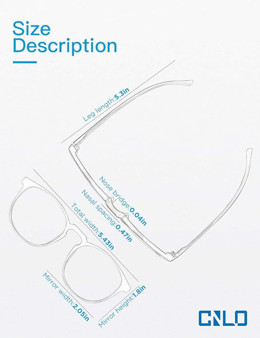 CNLO Blue light blocking Glasses,Computer Gaming Glasses,TV Glasses，For UV Protection,Anti Eyestrain,Lightweight Frame Eyewear,Opaque Men/Women(BLACK)