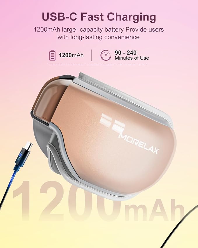 Eye Massager with Heat & Bluetooth Music, Relaxation Gift for Women, Help Alleviate Eye Strain, Promote Better Sleep, Comfortable and Soothing Eye Care Device (Pink)