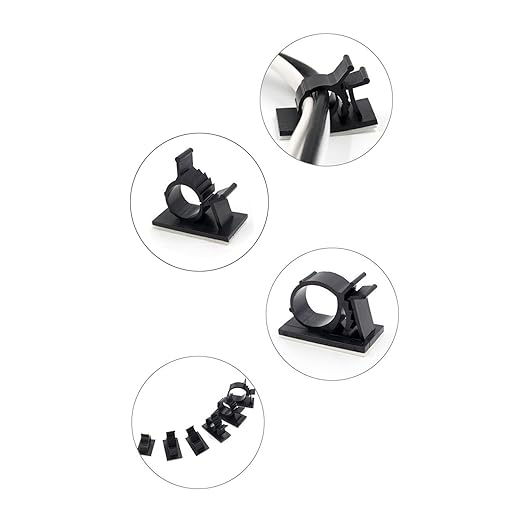 Cable Clips, GLE2016 Self-Adhesive Wire Holder Cable Organizer Cord Management Clamps with Adjustable Backed 20 Pack Black