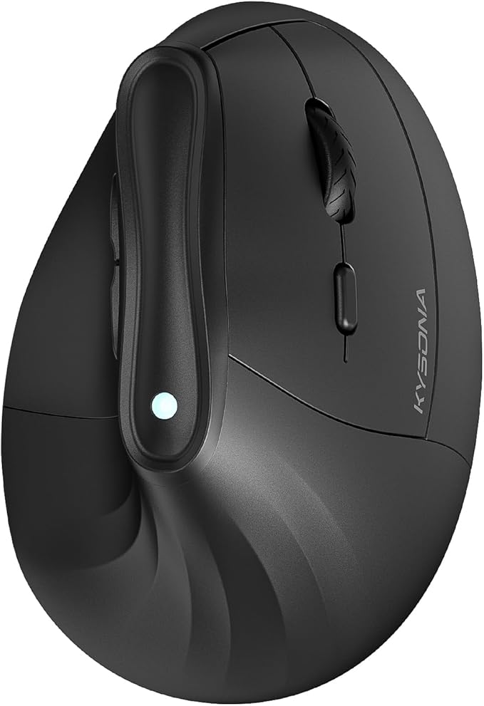 57° Ergonomic Wireless Tower Mouse, Vertical Quiet Ergo Mouse, Bluetooth(BT5.0,BT3.0)&2.4G, (800/1200/2400/2400/4000), 5 Buttons for Windows, macOS, iPadOS, Laptop, PC, Black