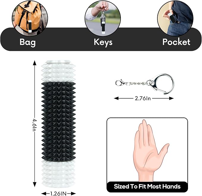 Little Pain Stim Ouchies Fidget Toys for Adults,3D Printed Spiky Pain Stim, Sensory Fidget for Stress & Anxiety Relief, ADHD, Autism,Office Desk Toys (White Black)