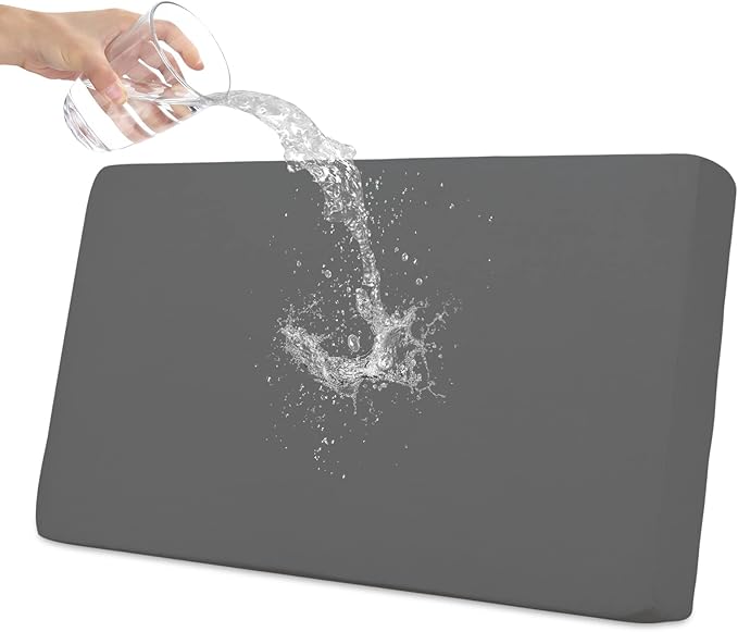 Easy-Going 100% Waterproof Loveseat Sofa Seat Cushion Slipcovers Couch Cushion Cover Stretch Furniture Protector for Kids, Pets (Loveseat Cushion, Gray)