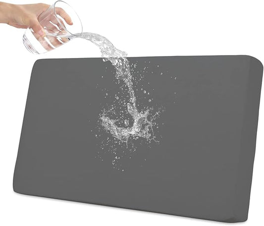 Easy-Going 100% Waterproof Loveseat Sofa Seat Cushion Slipcovers Couch Cushion Cover Stretch Furniture Protector for Kids, Pets (Loveseat Cushion, Gray)