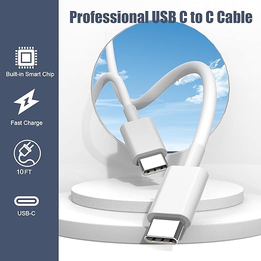 iPhone 17 Air/16e/15 Pro Max Charger Fast Charging, 2Pack 20W Dual USB C Fast Charger Block 10FT Long USB C to C Charging Cable Cord for iPhone 17/17 Pro/17 Pro Max/16 Pro Max/15 Pro/15 Plus/iPad Pro