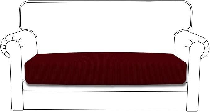 Easy-Going Stretch Loveseat Cushion Cover Sofa Cushion Furniture Protector Sofa Seat Sofa Slipcover Sofa Cover Soft Flexibility with Elastic Bottom(Loveseat Cushion, Wine)