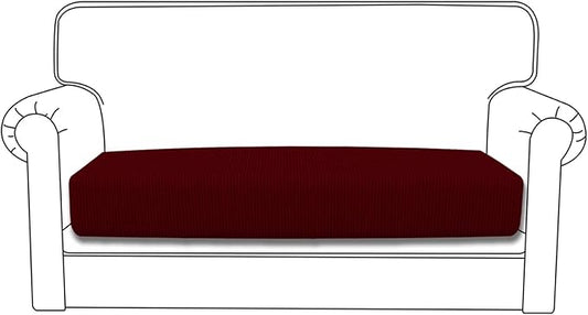 Easy-Going Stretch Loveseat Cushion Cover Sofa Cushion Furniture Protector Sofa Seat Sofa Slipcover Sofa Cover Soft Flexibility with Elastic Bottom(Loveseat Cushion, Wine)