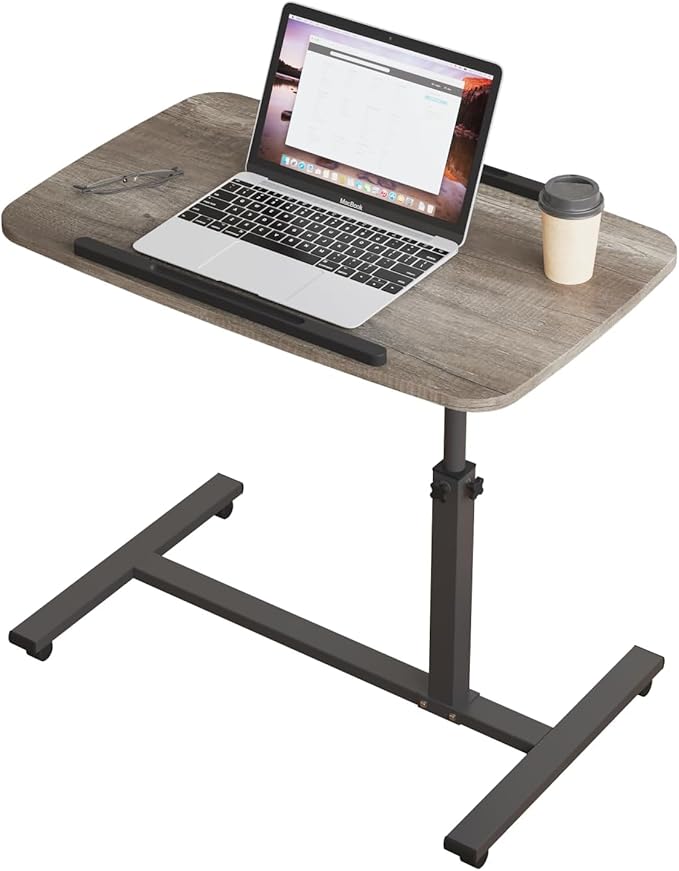 Laptop Table Mobile Adjustable Height Portable Desk Notebook Swivel PC Computer Rolling Desk with Wheels, Laptop Stand for Couch Bedside Hospital Bed Table