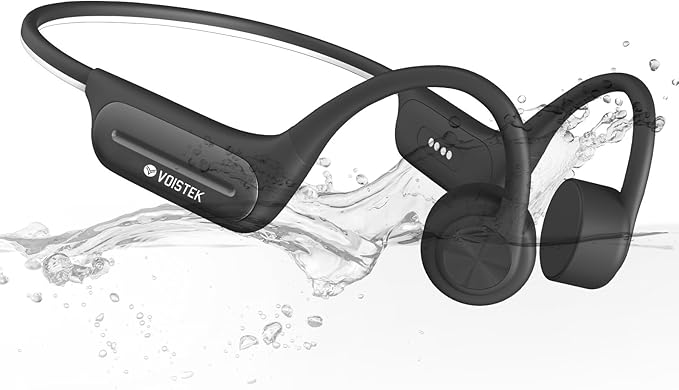 Bone Conduction Headphones Wireless Bluetooth Open Underwater Headphones with MP3-Player & IP68 Waterproof for Swimming Snorkeling Pool Running Cycling, Adjustable Fit for All Head Sizes
