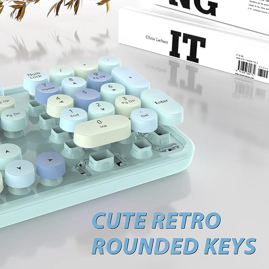 Wireless Keyboard and Mouse Combo, 2.4G Full-Sized Ergonomic Keyboard Mouse, 3 DPI Adjustable Cordless USB Keyboard and Mouse,for PC/Computer/Laptop/Windows/Mac(Blue)