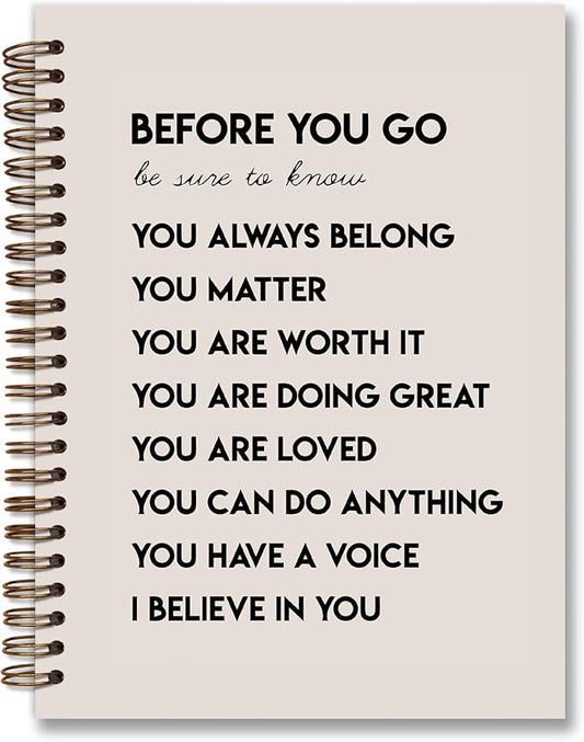 Before You Go Inspirational Notebook, Affirmation Journal,Motivational Notebooks, Positive Affirmation Gifts,Daily Affirmation for Women,Inspirational Gifts,Spiral Notebook 5.5x8.3