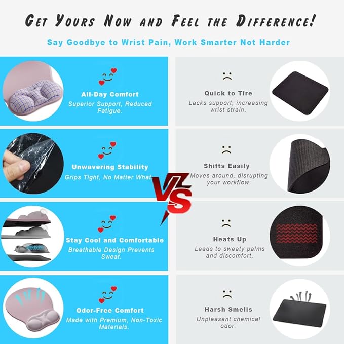 Ergonomic Mouse Pad with Wrist Rest Support&Gel Cushion for Desk; Cute Computer Decor Accessories for Women. Small Mousepad Mat Laptop Pads for Office&Home. Ergo Supplies & Aesthetic (01Pink Serenity)