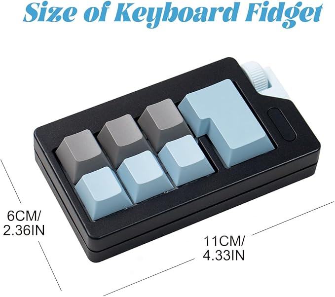 Keyboard Fidget Clicker Toy for Adults, Fidget Keyboards Sensory Fun Toys for Anxiety Decompression, Gift Christmas Ideal for Lover (Black Blue)