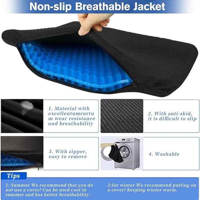 Egg Gel Seat Cushion, Breathable Gel Cushion Chair Pads with Non-Slip Cover for Home Office Car Wheelchair, Honeycomb Design Egg Seat Cushion As Seen On TV