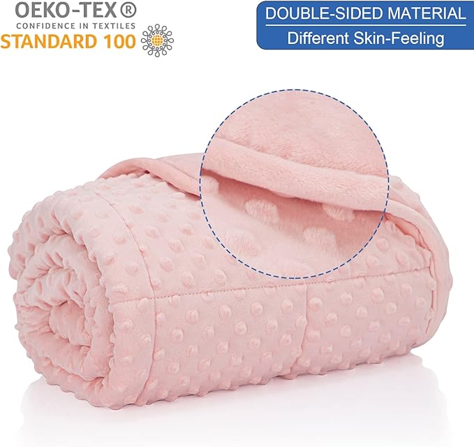 Kids Weighted Blanket Twin 7lbs (41"×60",Pink) Breathable Soft Minky Weighted Throw Blanket for All Season,Heavy Blanket with Premium Glass Beads