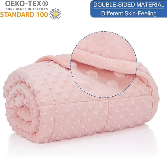 Kids Weighted Blanket Twin 7lbs (41"×60",Pink) Breathable Soft Minky Weighted Throw Blanket for All Season,Heavy Blanket with Premium Glass Beads
